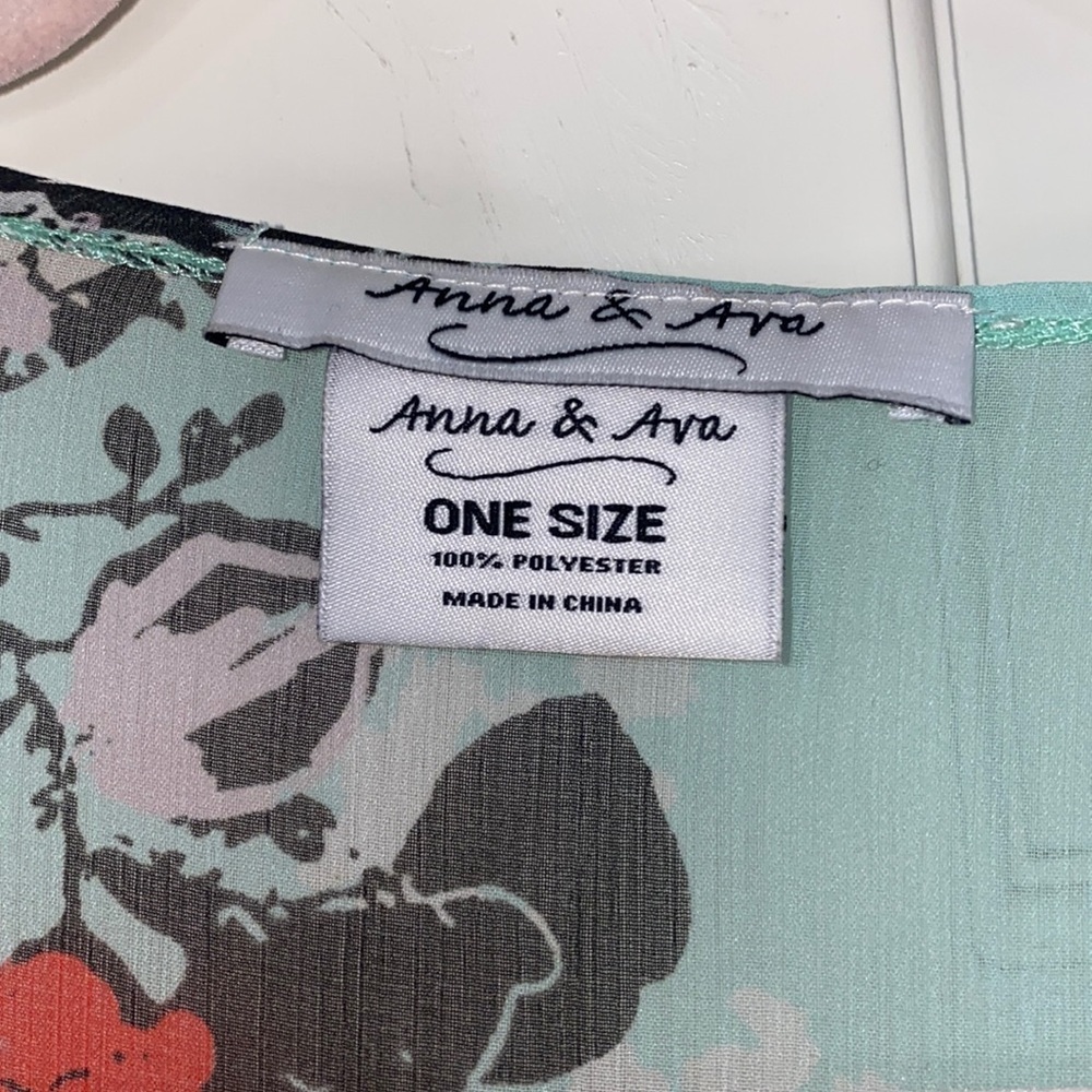 Anna and Ava Mint Green Floral Sheer Long Flowing Kimono - Picture 3 of 4